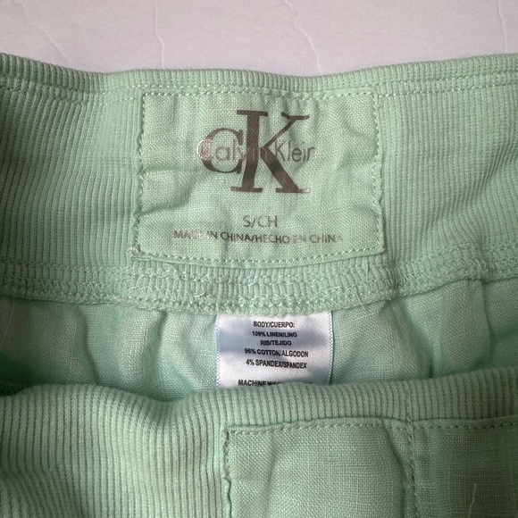 Calvin Klein Linen Shorts Womens Sz Small Mint Green Cargo Pockets relaxed fit - Picture 3 of 8